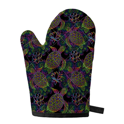 Psychedelic Sea Turtle Pattern Print Single Oven Mitt