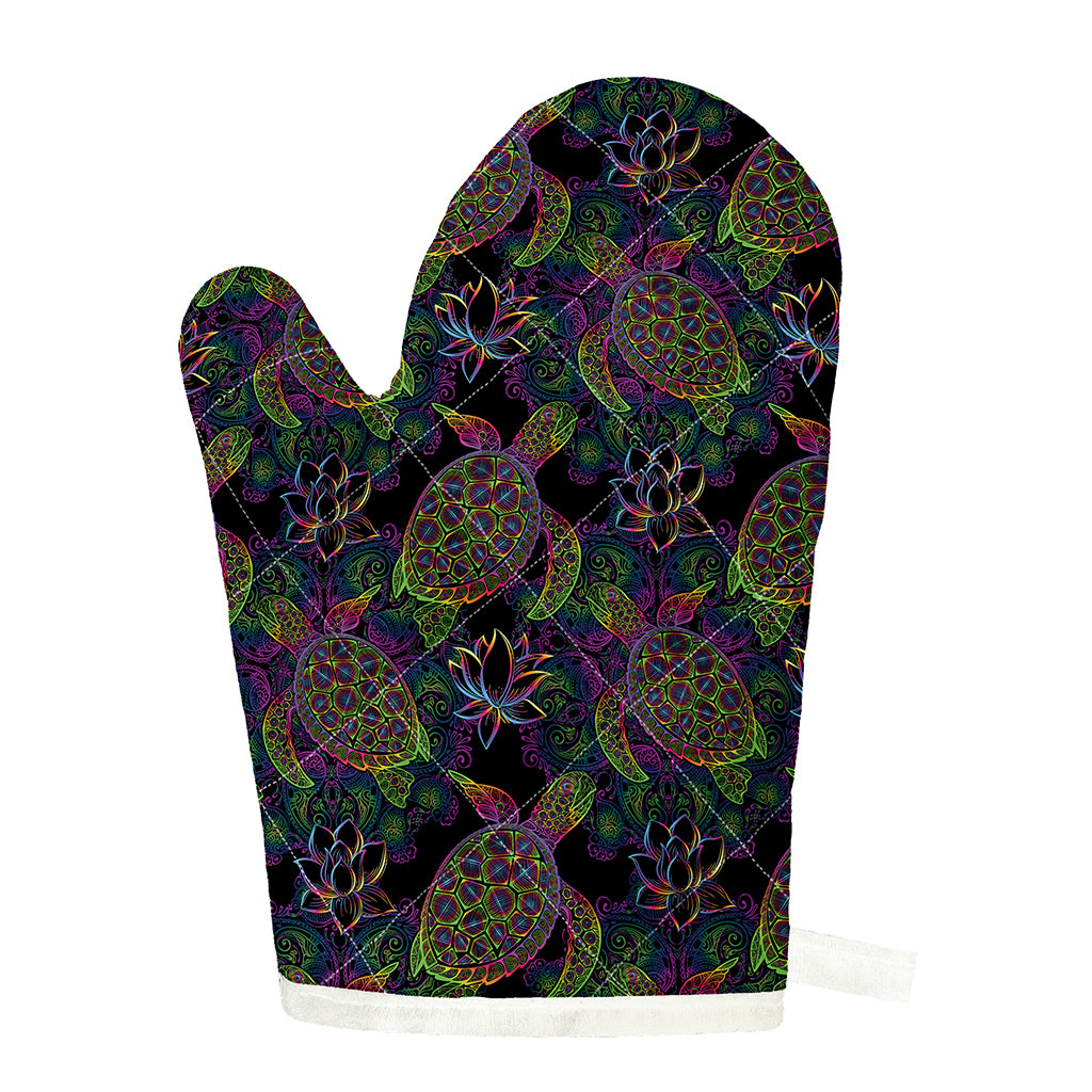 Psychedelic Sea Turtle Pattern Print Single Oven Mitt