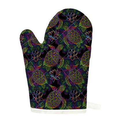 Psychedelic Sea Turtle Pattern Print Single Oven Mitt
