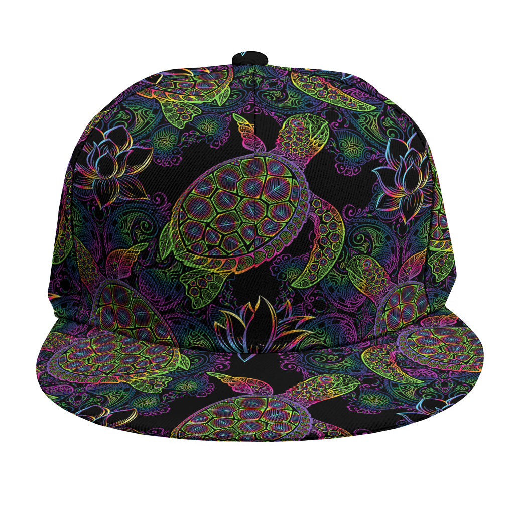 Psychedelic Sea Turtle Pattern Print Snapback Cap