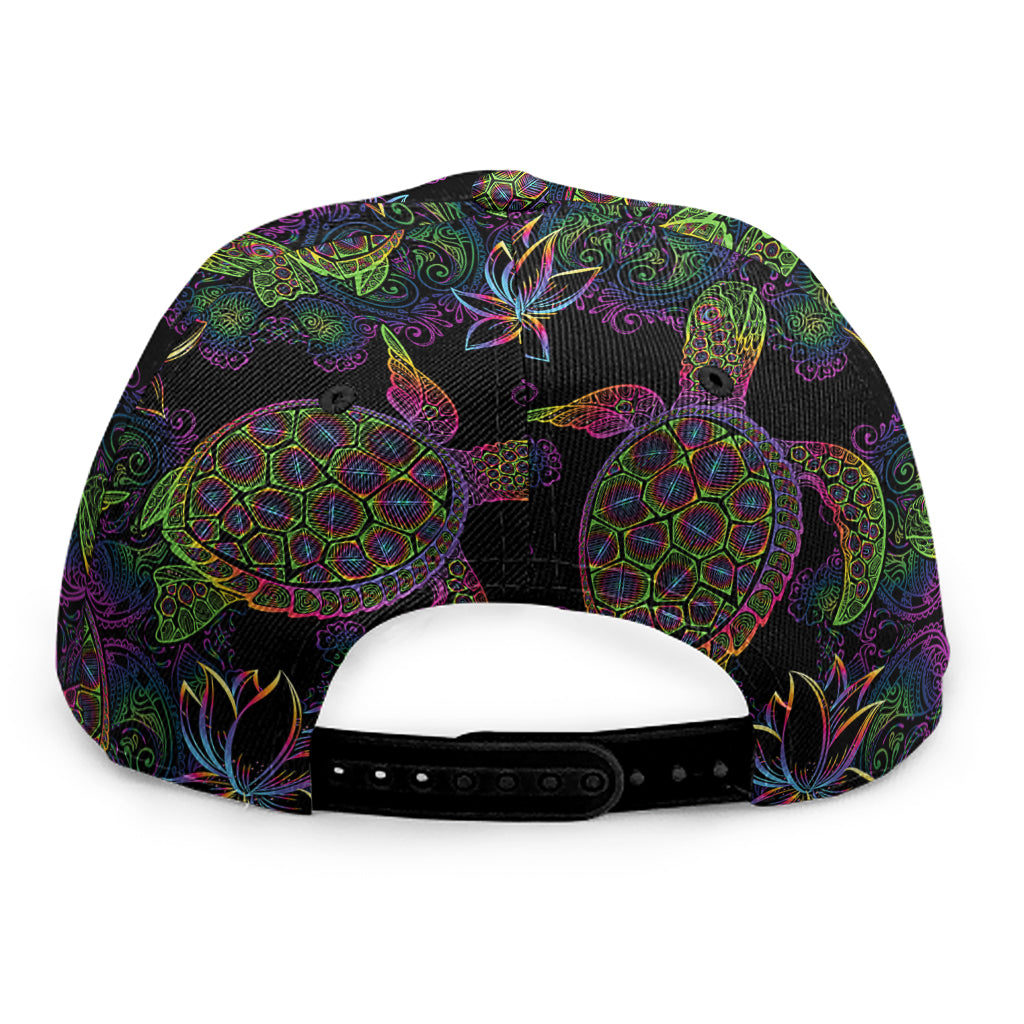 Psychedelic Sea Turtle Pattern Print Snapback Cap