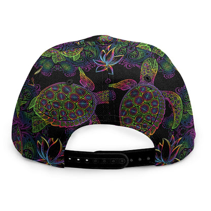 Psychedelic Sea Turtle Pattern Print Snapback Cap