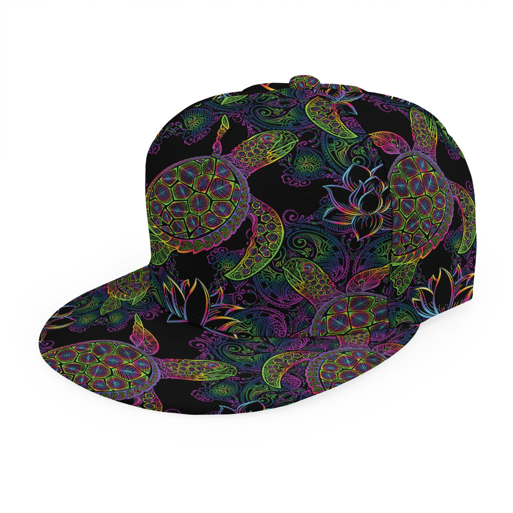 Psychedelic Sea Turtle Pattern Print Snapback Cap