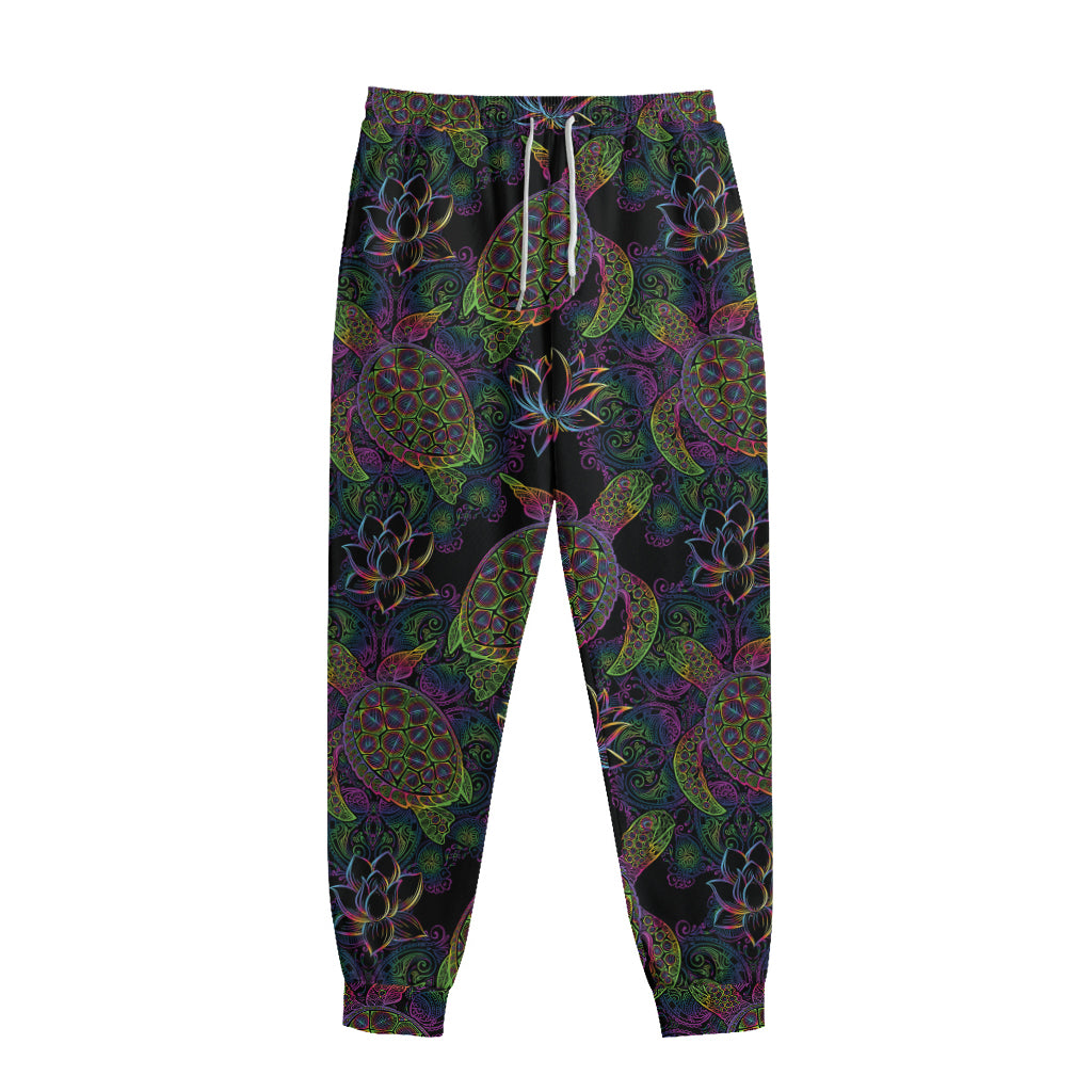 Psychedelic Sea Turtle Pattern Print Sweatpants