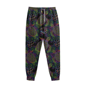 Psychedelic Sea Turtle Pattern Print Sweatpants