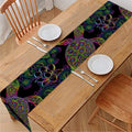 Psychedelic Sea Turtle Pattern Print Table Runner