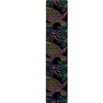 Psychedelic Sea Turtle Pattern Print Table Runner