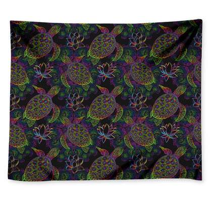 Psychedelic Sea Turtle Pattern Print Tapestry