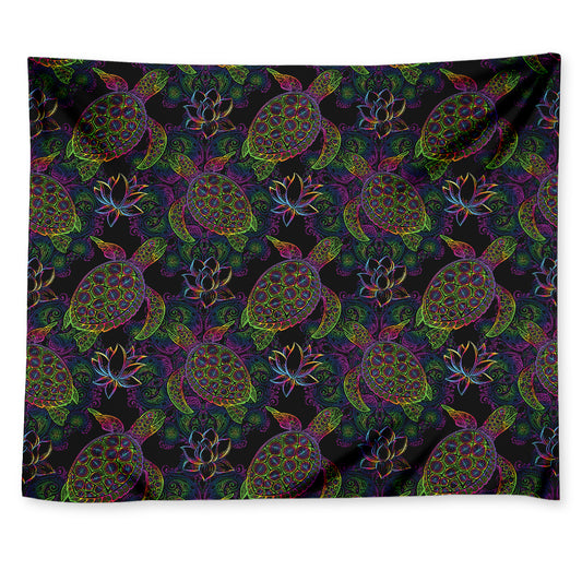 Psychedelic Sea Turtle Pattern Print Tapestry