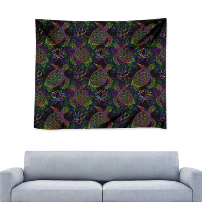 Psychedelic Sea Turtle Pattern Print Tapestry
