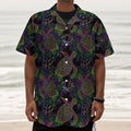Psychedelic Sea Turtle Pattern Print Textured Short Sleeve Shirt