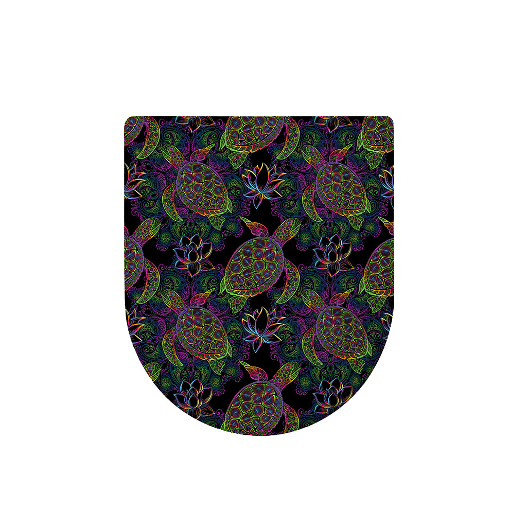 Psychedelic Sea Turtle Pattern Print Toilet Lid Cover