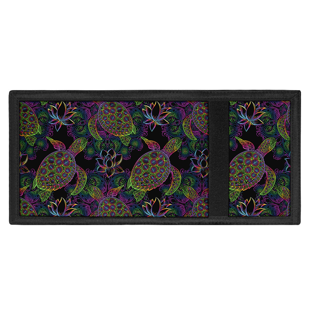 Psychedelic Sea Turtle Pattern Print Trifold Wallet