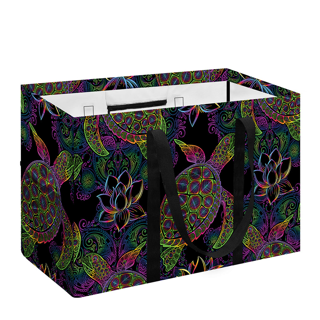 Psychedelic Sea Turtle Pattern Print Utility Tote Bag
