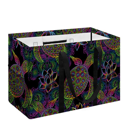 Psychedelic Sea Turtle Pattern Print Utility Tote Bag