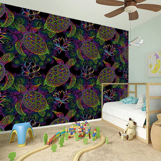 Psychedelic Sea Turtle Pattern Print Wall Sticker