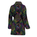 Psychedelic Sea Turtle Pattern Print Women's Bathrobe