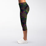Psychedelic Sea Turtle Pattern Print Women's Capri Leggings