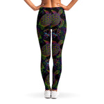 Psychedelic Sea Turtle Pattern Print Women's Leggings