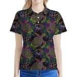 Psychedelic Sea Turtle Pattern Print Women's Polo Shirt