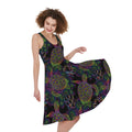 Psychedelic Sea Turtle Pattern Print Sleeveless Knee Length Dress
