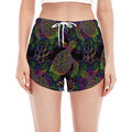 Psychedelic Sea Turtle Pattern Print Women's Split Running Shorts