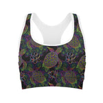 Psychedelic Sea Turtle Pattern Print Women's Sports Bra