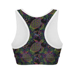 Psychedelic Sea Turtle Pattern Print Women's Sports Bra