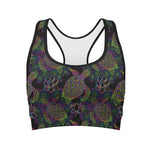 Psychedelic Sea Turtle Pattern Print Women's Sports Bra