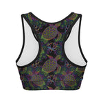 Psychedelic Sea Turtle Pattern Print Women's Sports Bra