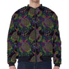 Psychedelic Sea Turtle Pattern Print Zip Sleeve Bomber Jacket