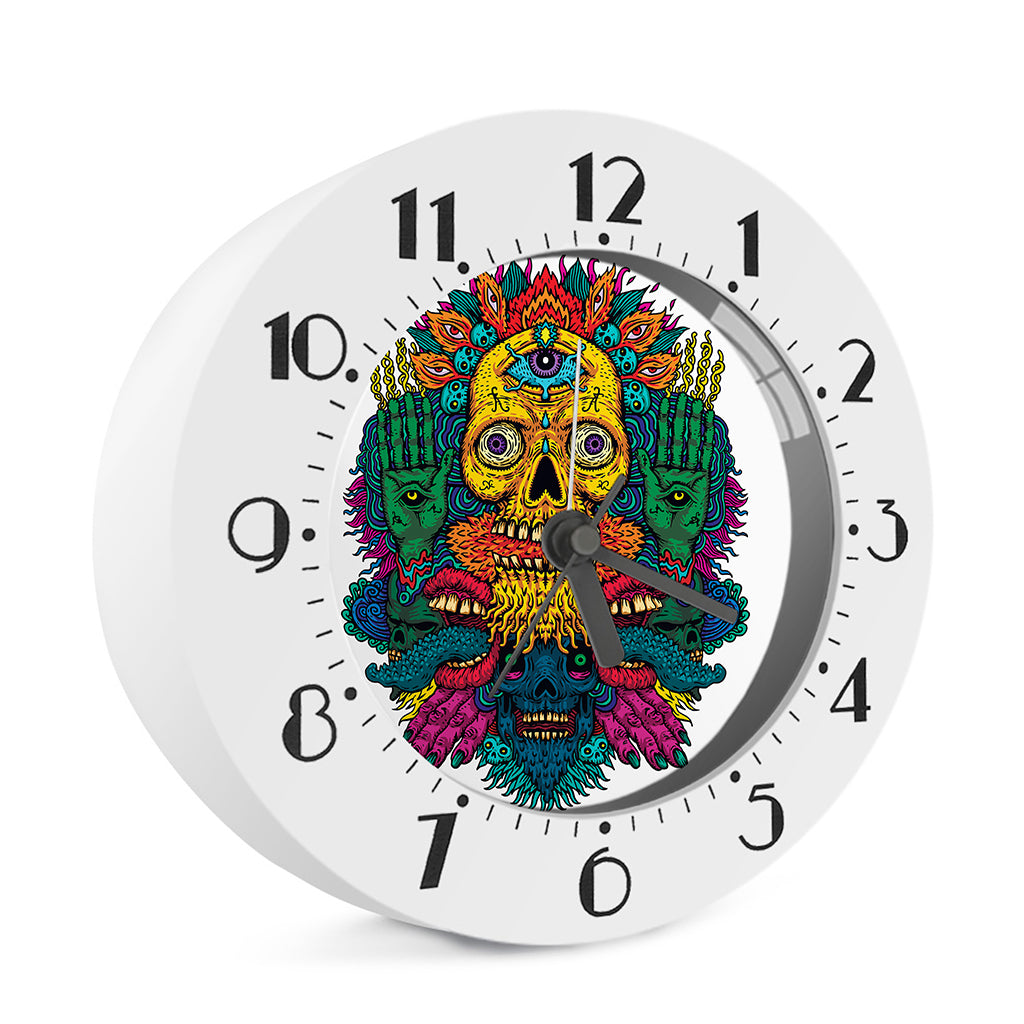 Psychedelic Skull Print Alarm Clock