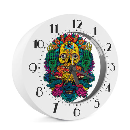 Psychedelic Skull Print Alarm Clock