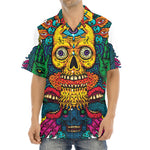 Psychedelic Skull Print Aloha Shirt
