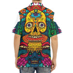 Psychedelic Skull Print Aloha Shirt