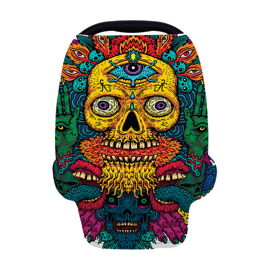 Psychedelic Skull Print Baby Seat Cover