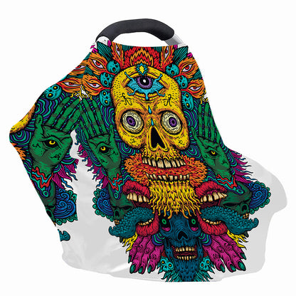 Psychedelic Skull Print Baby Seat Cover