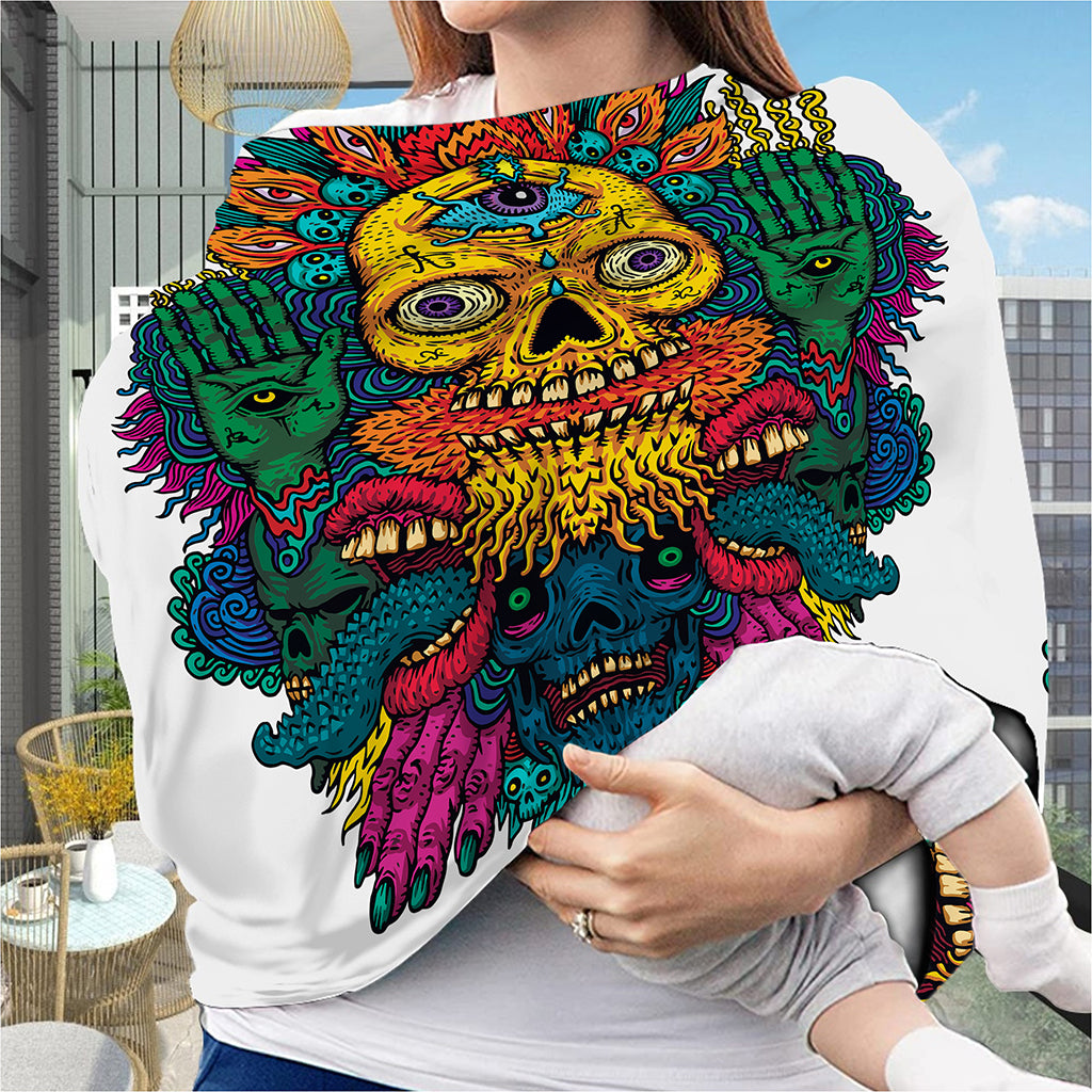 Psychedelic Skull Print Baby Seat Cover