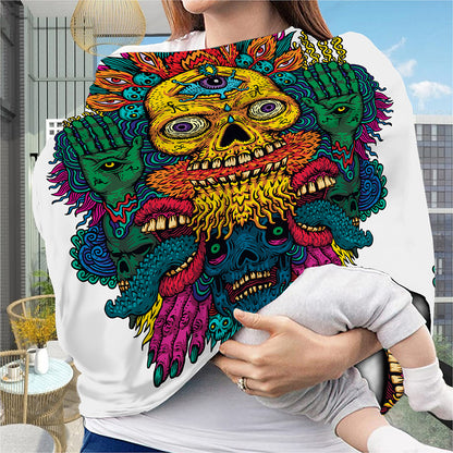 Psychedelic Skull Print Baby Seat Cover
