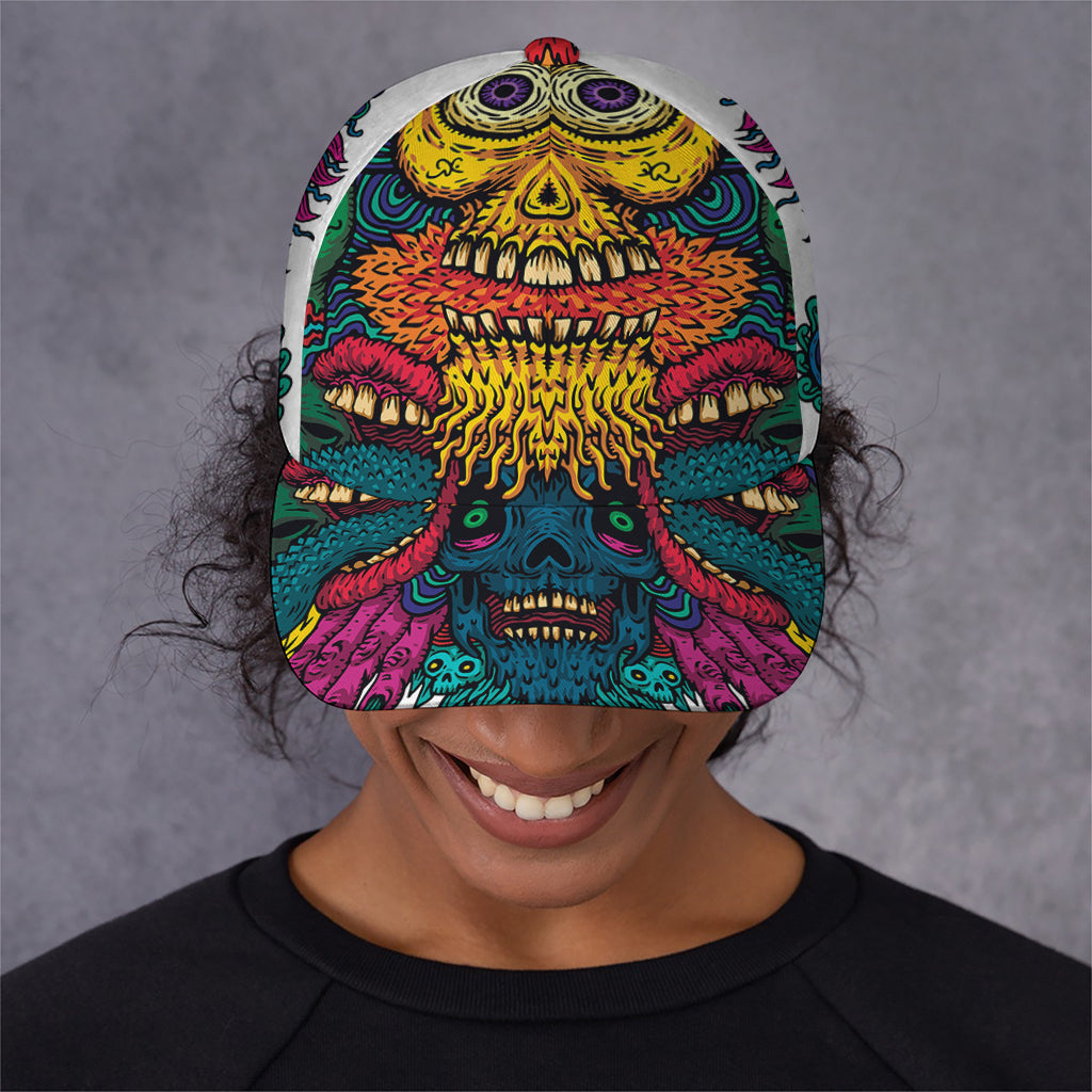 Psychedelic Skull Print Baseball Cap