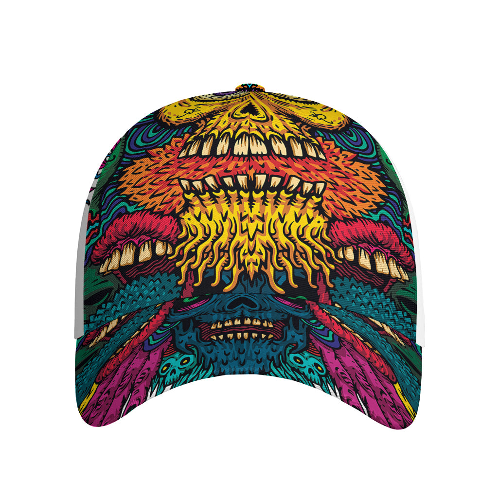 Psychedelic Skull Print Baseball Cap