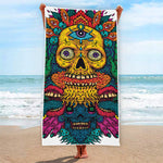 Psychedelic Skull Print Beach Towel