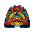 Psychedelic Skull Print Beanie