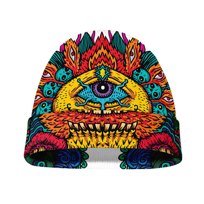 Psychedelic Skull Print Beanie