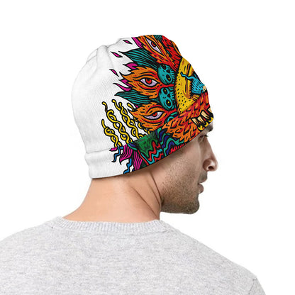 Psychedelic Skull Print Beanie