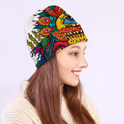 Psychedelic Skull Print Beanie