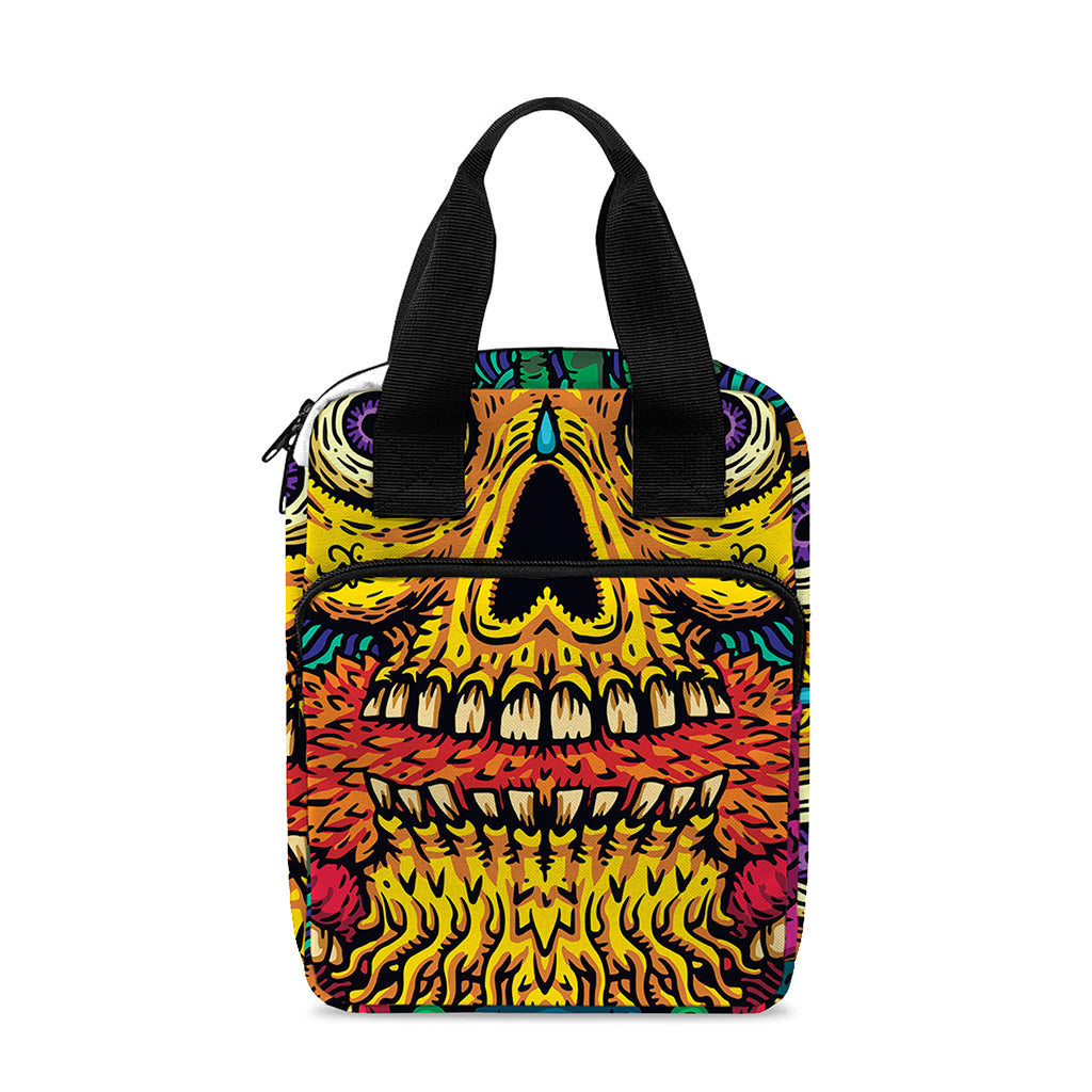 Psychedelic Skull Print Bible Tote Bag