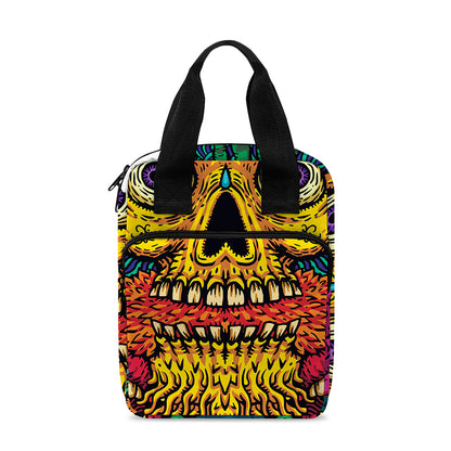 Psychedelic Skull Print Bible Tote Bag