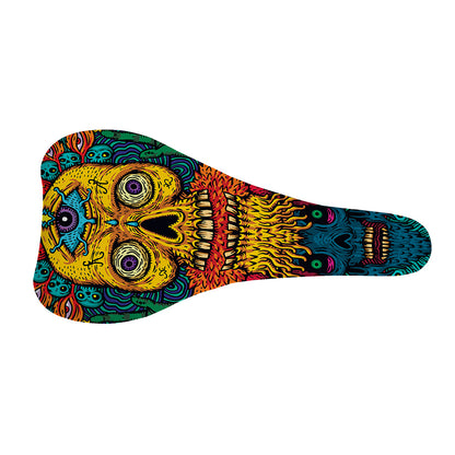 Psychedelic Skull Print Bicycle Seat Cover