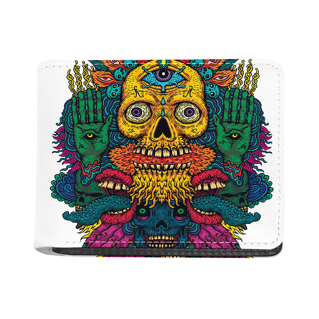 Psychedelic Skull Print Bifold Wallet